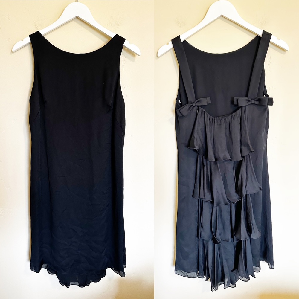Marchesa Notte black silk cocktail dress